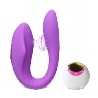  Couples Vibrator with Sucking Function 8-Speed Remote Control, PURPLE